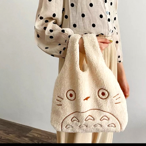 studio ghibli Handbags - Cozy My Neighbor Totoro Studio Ghibli Sherpa Fluffy Tote Bag